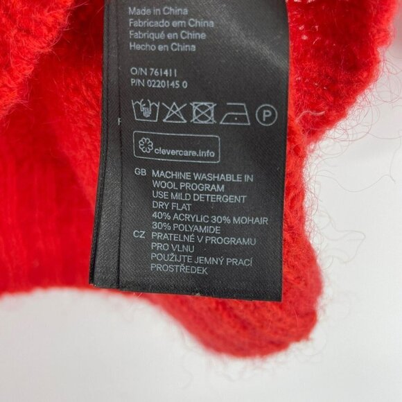 H&M Sweater Women's Sz M Red Knit Crew Neck Mohair Blend Raglan Sleeve Back Zip - Picture 8 of 8